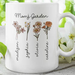 Mother's Day Gift, Custom Birth Month Birth Flower Mug, Mom's Garden Mug, Mom Birthday Gift, Mothers Day Mug, Custom Mom