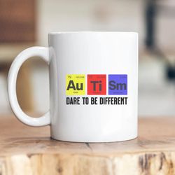 Autism Coffee Mug, Dare to Be Different, Neurodiversity Mug, Autism Teacher Gift
