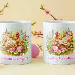 Personalized Easter Chicks Mug, Custom Easter Spring Coffee Mug, Easter Decor, Spring Kitchen Decor, Baby Chicks Easter