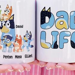 custom bluey dad life mug, bluey dad fathers day gift, bluey fathers day gifts for dad, bluey dad mug