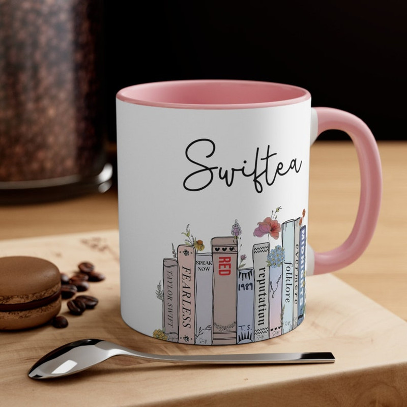 Swiftea Mug, Taylors Version Gifts, Swiftie Merch, Music Albums as Books, Swiftie Coffee Mug Swiftie Fan Gift, Trendy Floral Music Album Mug1.jpg