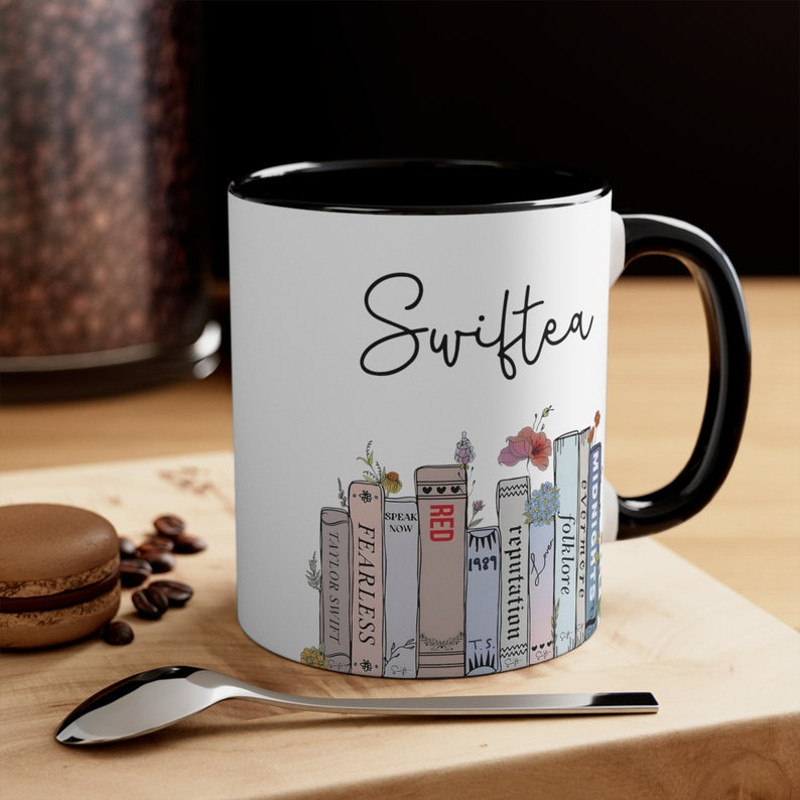 Swiftea Mug, Taylors Version Gifts, Swiftie Merch, Music Albums as Books, Swiftie Coffee Mug Swiftie Fan Gift, Trendy Floral Music Album Mug2.jpg