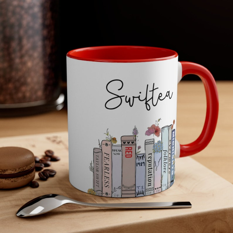 Swiftea Mug, Taylors Version Gifts, Swiftie Merch, Music Albums as Books, Swiftie Coffee Mug Swiftie Fan Gift, Trendy Floral Music Album Mug4.jpg