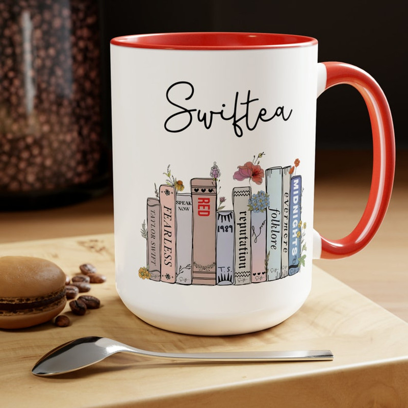 Swiftea Mug, Taylors Version Gifts, Swiftie Merch, Music Albums as Books, Swiftie Coffee Mug Swiftie Fan Gift, Trendy Floral Music Album Mug6.jpg