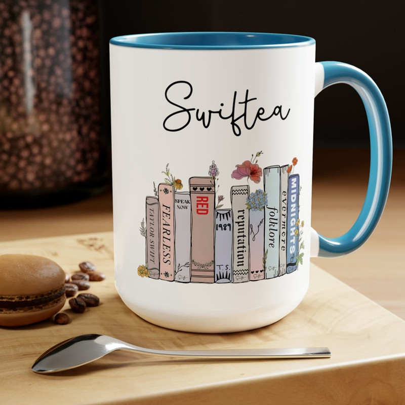 Swiftea Mug, Taylors Version Gifts, Swiftie Merch, Music Albums as Books, Swiftie Coffee Mug Swiftie Fan Gift, Trendy Floral Music Album Mug7.jpg