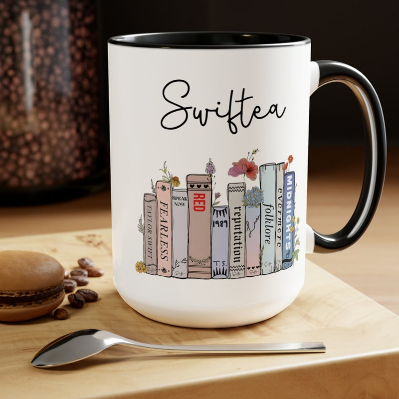 Swiftea Mug, Taylors Version Gifts, Swiftie Merch, Music Albums as Books, Swiftie Coffee Mug Swiftie Fan Gift, Trendy Floral Music Album Mug8.jpg