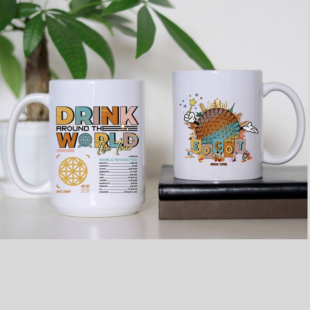 Disney 2024 Epcot Drink Around The World Coffee Mug, Disney Family Cup, Disney Vacation 2024 Cup, Epcot Mug,Mickey and Friends Epcot Cup1.jpg