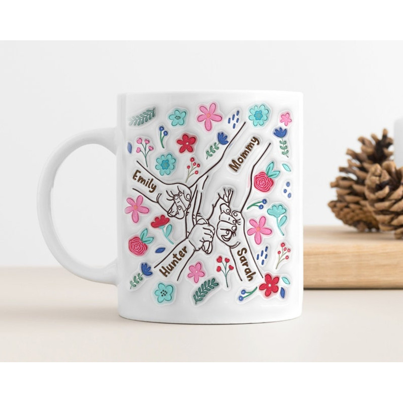 Custom 3D Inflated Effect Mug, Personalized Gift For Mom, Mothers Day Gift, Mom Kids Hand Mug, Mom Gift, Inflated Effect Printed Mug1.jpg