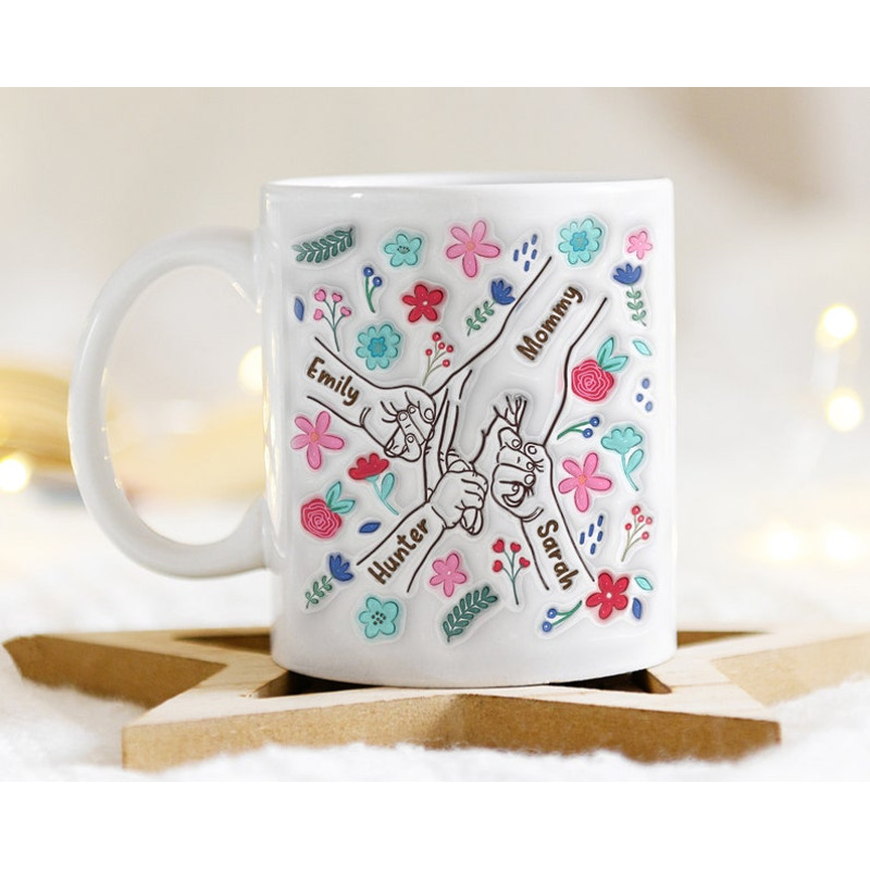 Custom 3D Inflated Effect Mug, Personalized Gift For Mom, Mothers Day Gift, Mom Kids Hand Mug, Mom Gift, Inflated Effect Printed Mug5.jpg