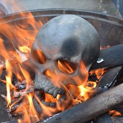terrifying human skull fire pit