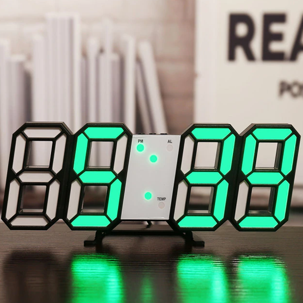3dleddigitalclocklimitededition black green