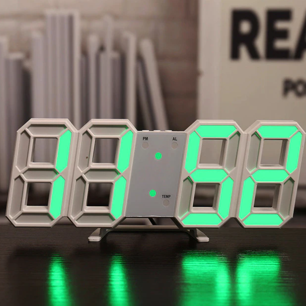 3dleddigitalclocklimitededition white green