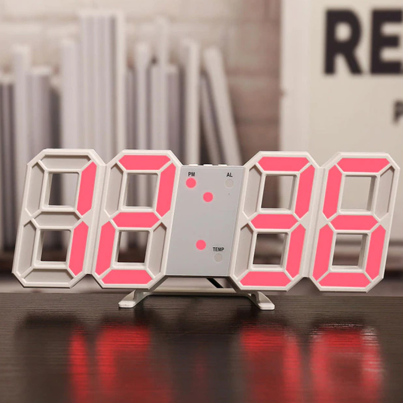 3dleddigitalclocklimitededition white red