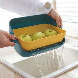 Double Plastic Vegetable Washing Basket