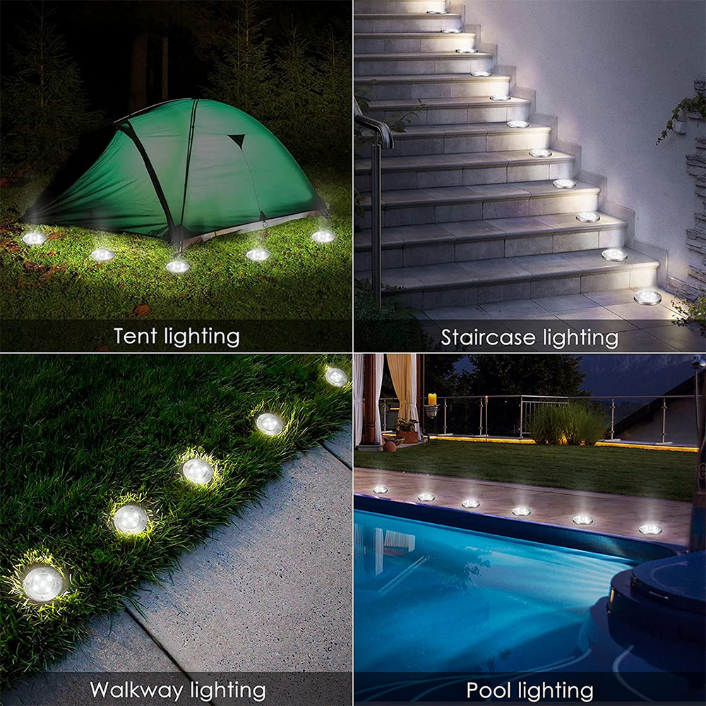 LED Solar Powered InGround Lights Solar Pathway Lights 7