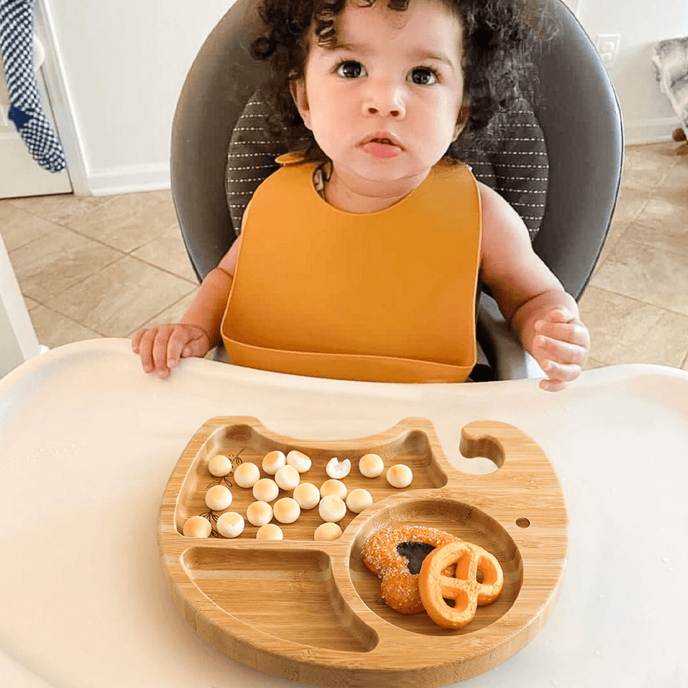 Bamboo Wooden Baby Dinner Plate Elephant