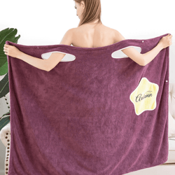 Wearable Microfiber Soft Skin-Friendly Bath Towel Robe