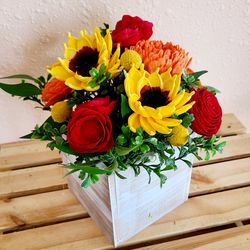 Sunflower and Red Rose Mother's Day Centerpiece