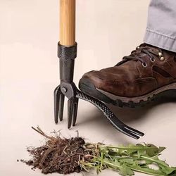premium stand up weed puller tool – long handle, 4-claw steel head for effortless weed removal