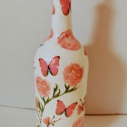 Handmade Butterfly and Flowers Tiki Bottle