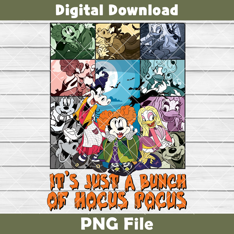 Its Just A Bunch Of Hocus Pocus PNG Mickey And Friends Skeleton Halloween PNG Disney Halloween Sweatshirt Disney PNG 0