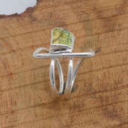 raw labradorite electroplated 925 sterling silver handmade ring