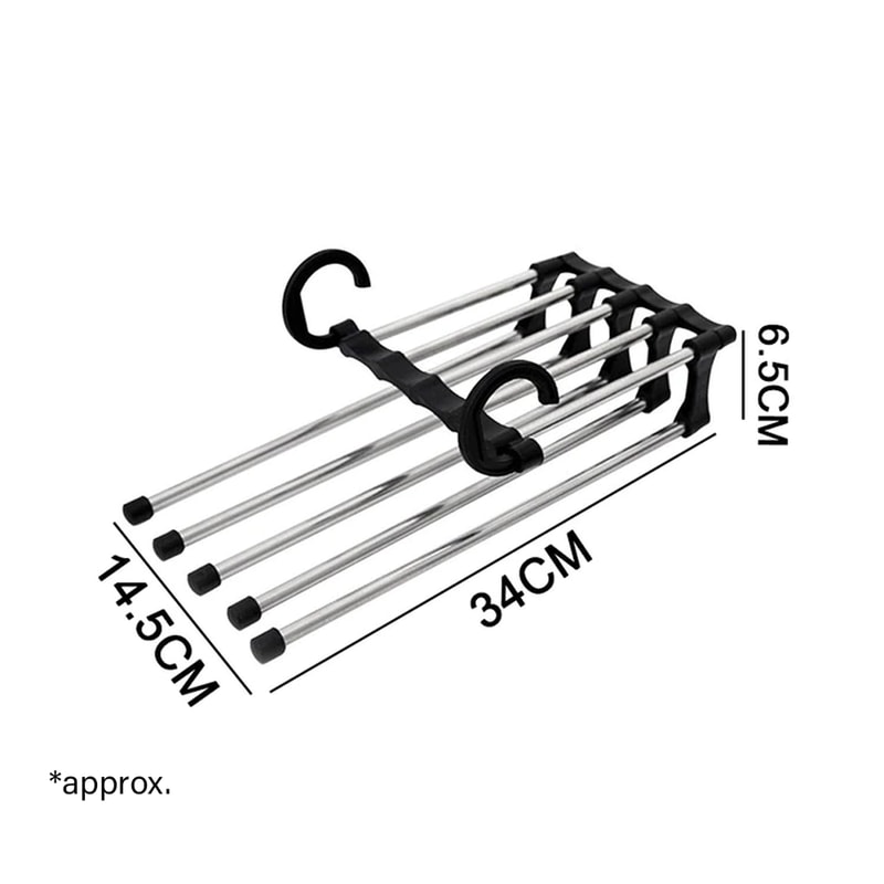 Fivelayer pants rack for wardrobe organization