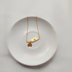 18 kt gold plated birds charm pendant necklace