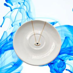 18 kt gold plated evil eye pendant necklace