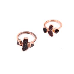 Raw Garnet Gemstone Electroplated Handmade Brass Ring