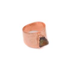 Raw Hassonite Electroplated Handmade Brass Ring