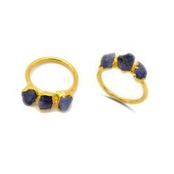 Raw Tanzanite gemstone electroplated Handmade Brass Ring