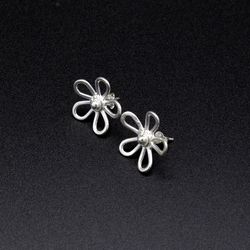 925 sterling silver flower handmade earrings
