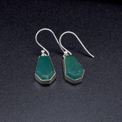 green onyx 925 sterling silver 18 k gold plated handmade earrings