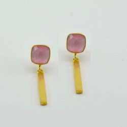 Pink Monalisa  925 Sterling Silver handmade dangle earrings