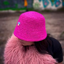 Pink bucket hat crochet pattern PDF, digital instant download, video tutorial, summer hat, eurovision 2022, kalush