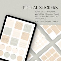 Digital stickers, Stickers for GoodNotes, Digital widgets, aesthetic design, neutral colors, PDF hyperlink file