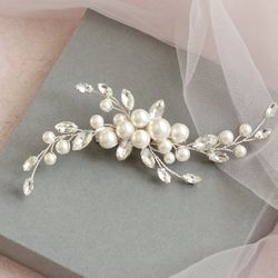 Wedding hair clip / Bridal hair clip pearl / Bridal accessory for short hair / Wedding hair piece for bride / Bridal hair jewelry hc3