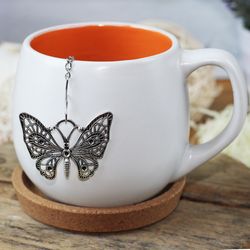 Butterfly tea ball infuser for herbal tea, Tea infuser charm, Tea Strainer insect pendant