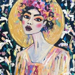Woman portrait painting oil painting on canvas  Gala Turovskaya Wall decor Art gift ideas Fauvism Matisse Anniversary