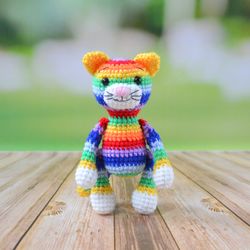 toy cat,rainbow cat,handmade cat toy,cute cat toy,birthday gift,soft cat