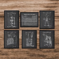 set of 6 chemistry patent,chemistry,laboratory,science student,home decor,periodic table of elements,science student gift,chemistry decor,digital download
