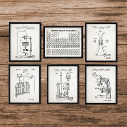 set of 6 chemistry patent,chemistry,laboratory,science student,home decor,periodic table of elements,science student gift,chemistry decor,digital download