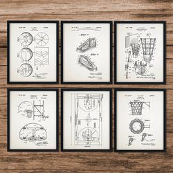 SET of 6 Basketball Patent Prints, Basketball Gifts for Men, Basketball Decor, Office Decor, Basketball Art Gift, Boys Room, Basketball Sport, DIGITAL DOWNLOAD