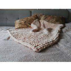 Beige throw blanket plush pastel blanket cozy warm quilt