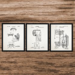 SET of 3 Bathroom Patent Posters, Toilet Art, Bathroom Prints, Bathroom Posters, Bathroom Blueprints, Bathroom Art, Bathroom Wall Art, DIGITAL DOWNLOAD
