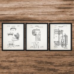 Set Of 3 Bathroom Patent Posters, Toilet Art, Bathroom Prints, Bathroom Posters, Bathroom Blueprints, Bathroom Art, Bathroom Wall Art, Digital Download