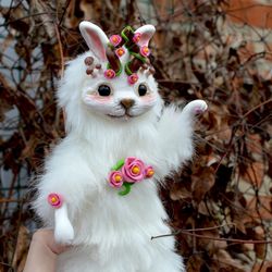 Bunny toy. Jackalope plush. Art doll