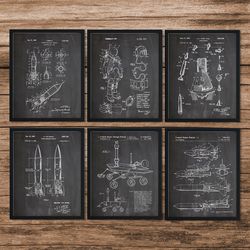 SET of 6 Space Patent Posters, Space Posters, Space Art, Space Wall Art, Space Prints, Space Art, Space Ships Blueprints, DIGITAL DOWNLOAD