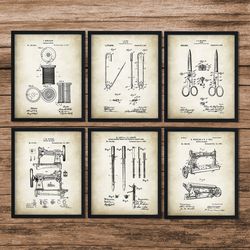 Sewing patent art Set of 6,Industrial Art, Sewing Room Decor, Sewing Machine Decor, Antique Sewing Machine, sewing gift, DIGITAL DOWNLOAD